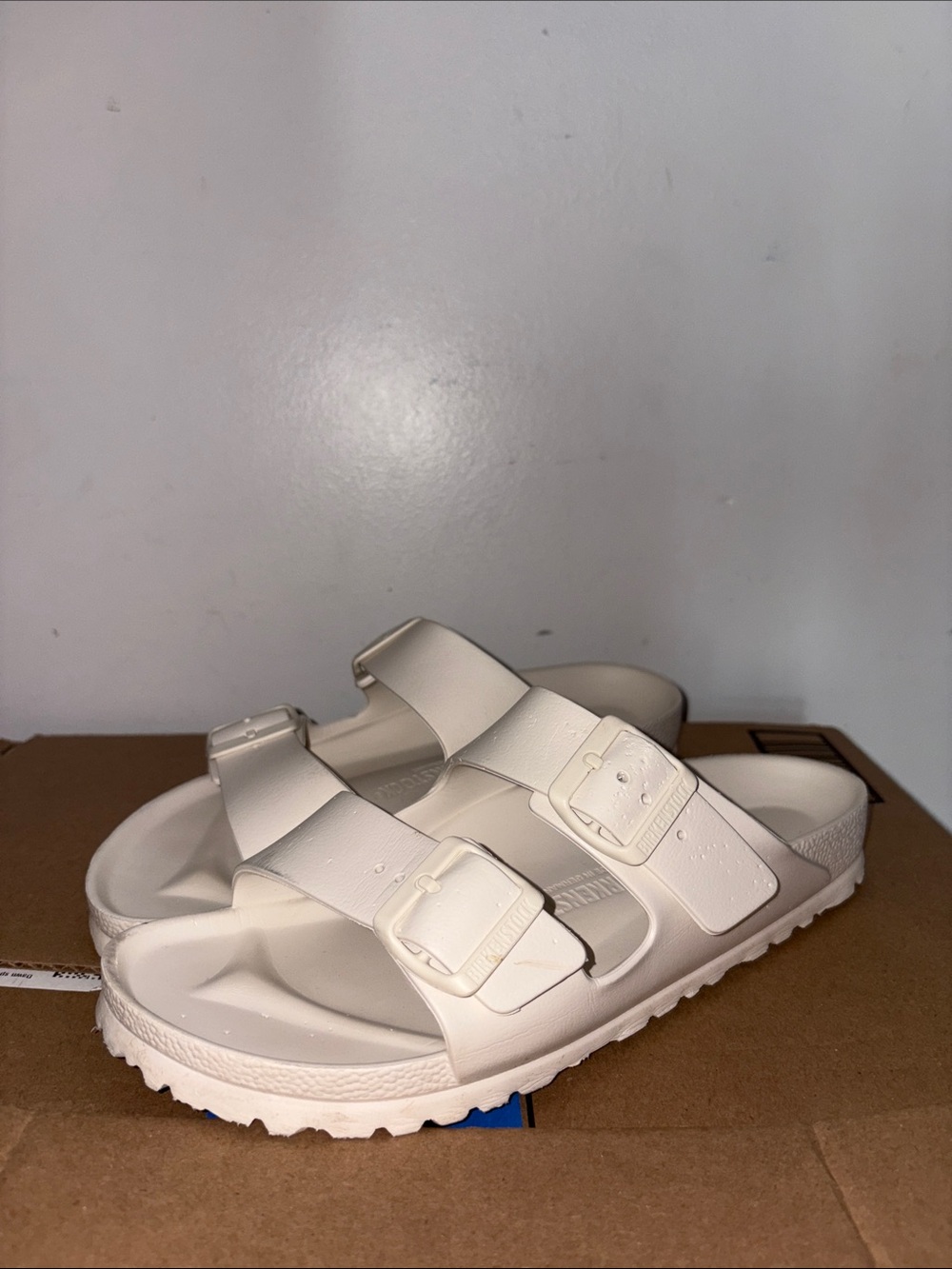 Ivory Birkenstock Double-Buckle Slide Sandals size 39